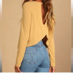 Lulus long sleeve top. camel-colored "peach"